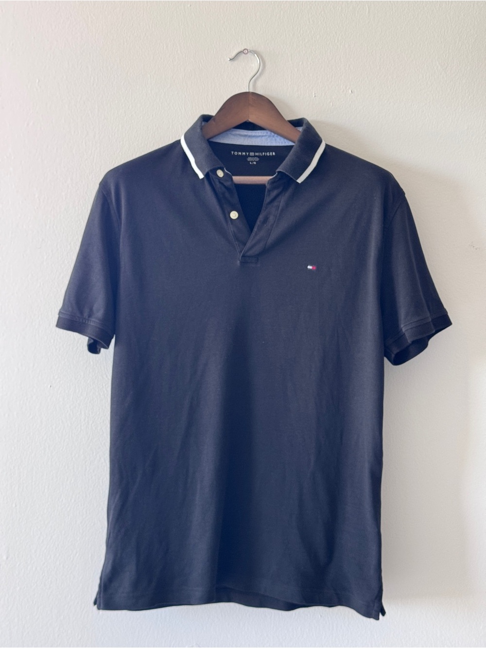 Tommy Hilfiger Navy Polo with White-Trim Collar